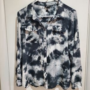 Black & white tie-dye button down